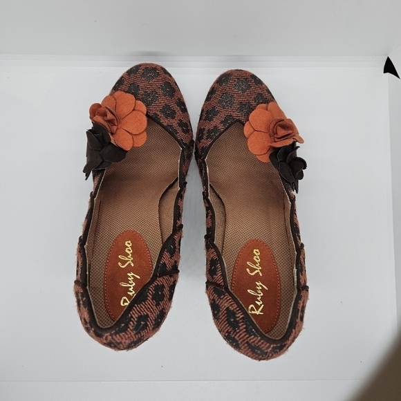 Ruby Shoo retro orange pumps with flower pattern and detail UK 7 EU 40 US 9 - Picture 5 of 11
